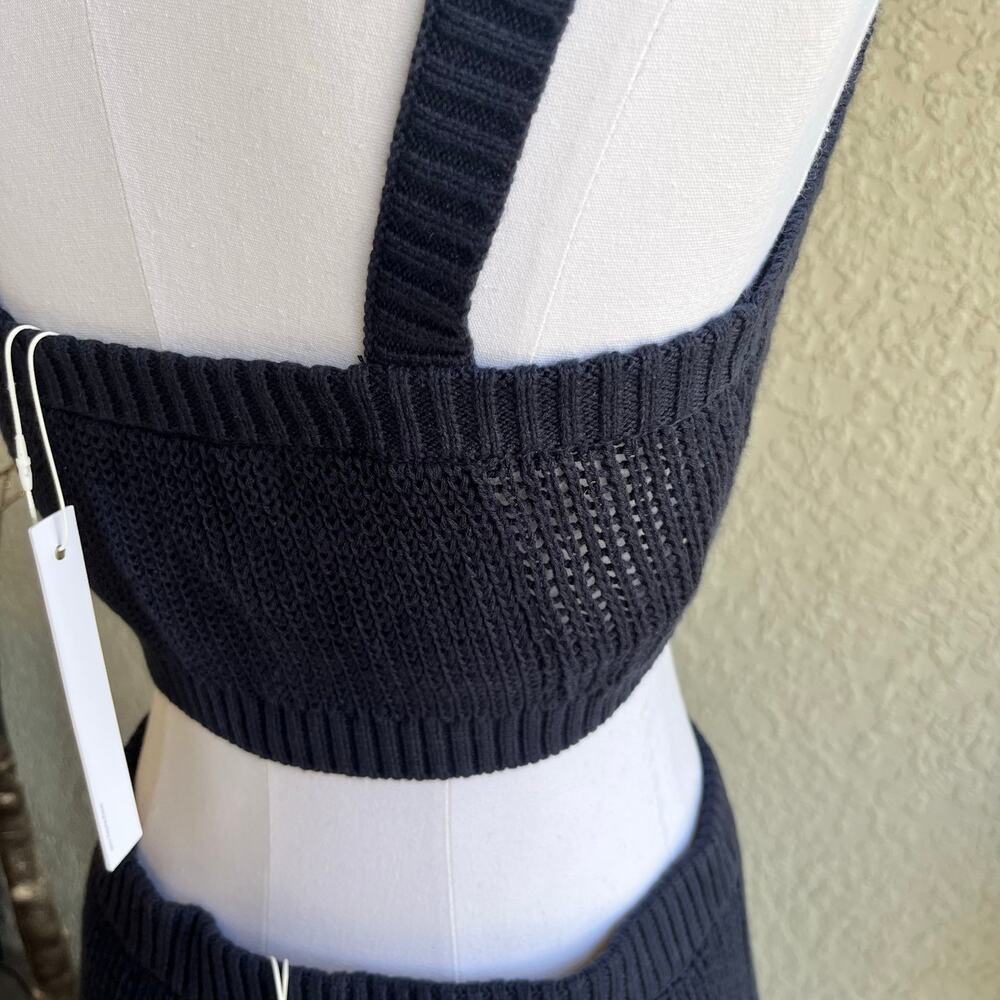 One Grey Day Knit Crochet Midi Skirt Tank Set Navy Small / Medium Beach Vacation - Picture 6 of 11